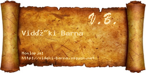 Vidéki Barna névjegykártya