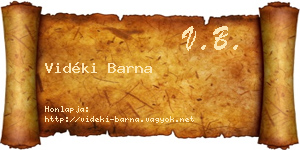 Vidéki Barna névjegykártya